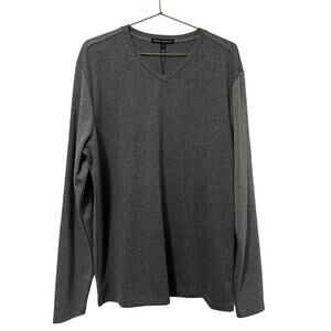 Robert Barakett Mens Elken Long Sleeve V Neck Shirt Size L Gray Office Career